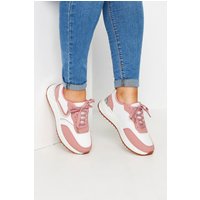 Yours Women's Wide Fit Contrast Chunky Trainers in Pink | Size: 7E