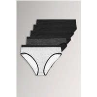 Yours Women's 5 Pack High Leg Knickers in Black | Size: 34-36