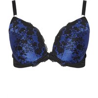 Yours Women's Lace Padded Bra in Blue | Size: 46E