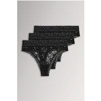 Yours Women's 3 Pack Lace High Waisted Thongs in Black | Size: 14-16