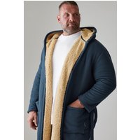 BadRhino Men's Borg Lined Dressing Gown in Blue | Size: 4XL