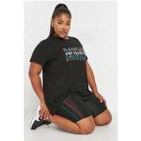 Yours Women's Side Stripe Stretch Shorts in Black | Size: 24