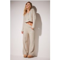 PixieGirl Women's Petite Fluffy Fleece Cardigan in Light Beige | Size: 12-14