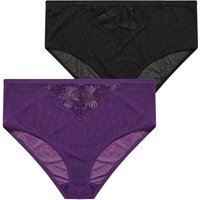 Yours Women's 2 Pack Floral Lace Briefs in Purple | Size: 14-16