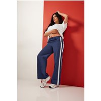 PixieGirl Women's Petite Side Stripe Trousers in Dark Navy | Size: 14