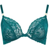 Yours Women's Lace Underwired Plunge Bra in Green | Size: 46C