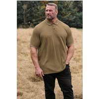 BadRhino Men's Textured Tipped Polo Shirt in Light Brown | Size: 5-6XL