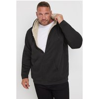 BadRhino Men's Borg Zip Through Hoodie in Black | Size: Large