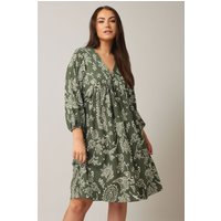 Evans Women's Crepe Midi Dress in Green | Size: 16