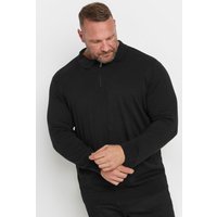 BadRhino Men's Knitted Long Sleeve Zip Polo Shirt in Black | Size: XL