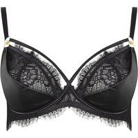 Yours Women's Lace Strap Detail Satin Underwired Bra in Black | Size: 44C