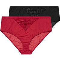Yours Women's 2 Pack Lace Briefs in Red | Size: 18-20