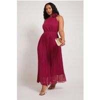 Yours Women's Corsage Pleated Maxi Dress in Red | Size: 18