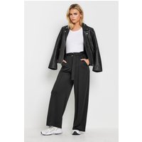 PixieGirl Women's Petite Buckle Wide Leg Trousers in Black | Size: 8