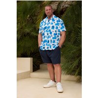 Square Print Revere Collar Shirt Mid