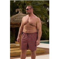 BadRhino Men's Tartan Swim Shorts in Red | Size: XL