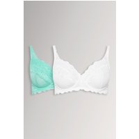 Yours Women's 2 Pack Lace Underwired Mesh Bras in Blue | Size: 40E