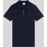 U.S. ASSN. Stripe Textured Zip Shirt Dark