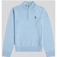 U.S. ASSN. Knitted Cotton Rich 1 4 Zip Pale