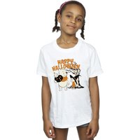 Disney Girl's Winnie The Pooh & Piglet Happy Halloween Cotton T-Shirt in White | Size: 3-4 Years