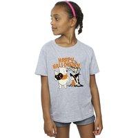 Disney Girl's Winnie The Pooh & Piglet Happy Halloween Cotton T-Shirt in Grey | Size: 7-8 Years