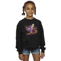 Marvel Girl's Guardians Of The Galaxy Abstract Groot Sweatshirt in Black | Size: 5-6 Years