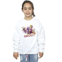 Marvel Girl's Guardians Of The Galaxy Abstract Groot Sweatshirt in White | Size: 5-6 Years
