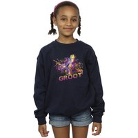 Marvel Girl's Guardians Of The Galaxy Abstract Groot Sweatshirt in Navy | Size: 7-8 Years
