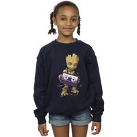 Marvel Girl's Guardians Of The Galaxy Groot Cosmic Tape Sweatshirt in Navy | Size: 12-13 Years