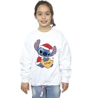 Disney Girl's Lilo & Stitch Christmas Love Biscuit Sweatshirt in White | Size: 5-6 Years