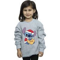 Disney Girl's Lilo & Stitch Christmas Love Biscuit Sweatshirt in Grey | Size: 12-13 Years