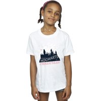 Harry Potter Girl's Hogwarts Christmas Cotton T-Shirt in White | Size: 12-13 Years