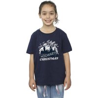 Harry Potter Girl's Hogwarts Christmas Cotton T-Shirt in Navy | Size: 12-13 Years