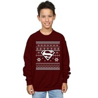 DC Comics Originals Boy's Christmas Knit Superman Sweatshirt in Burgundy | Size: 12-13 Years