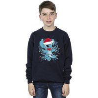 Disney Boy's Lilo & Stitch Christmas Lights Sketch Sweatshirt in Navy | Size: 7-8 Years