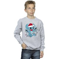 Disney Boy's Lilo & Stitch Christmas Lights Sketch Sweatshirt in Grey | Size: 9 Years