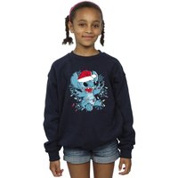 Disney Girl's Lilo & Stitch Christmas Lights Sketch Sweatshirt in Navy | Size: 5-6 Years