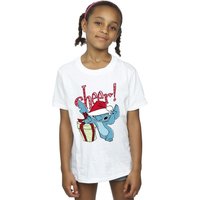 Disney Girl's Lilo & Stitch Cheer Cotton T-Shirt in White | Size: 9 Years
