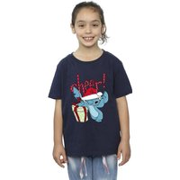 Disney Girl's Lilo & Stitch Cheer Cotton T-Shirt in Navy | Size: 12-13 Years