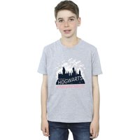 Harry Potter Boy's Hogwarts Christmas T-Shirt in Grey | Size: 12-13 Years