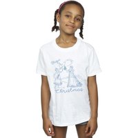 Disney Girl's Frozen Magic Christmas Cotton T-Shirt in White | Size: 7-8 Years