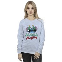 Disney Women's Lilo & Stitch Christmas Tree Shades Sweatshirt in Grey | Size: Small