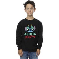 Disney Boy's Lilo & Stitch Christmas Tree Shades Sweatshirt in Black | Size: 12-13 Years