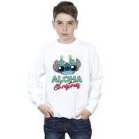 Disney Boy's Lilo & Stitch Christmas Tree Shades Sweatshirt in White | Size: 12-13 Years