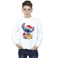 Disney Boy's Lilo & Stitch Christmas Love Biscuit Sweatshirt in White | Size: 9 Years