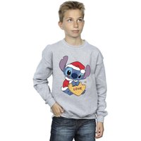 Disney Boy's Lilo & Stitch Christmas Love Biscuit Sweatshirt in Grey | Size: 3-4 Years