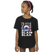 Disney Girl's Lilo & Stitch Christmas Blah Blah Blah Cotton T-Shirt in Black | Size: 3-4 Years