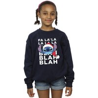 Disney Girl's Lilo & Stitch Christmas Blah Blah Blah Sweatshirt in Navy | Size: 7-8 Years