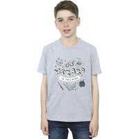 Harry Potter Boy's Wizard In Training T-Shirt in Grey | Size: 5-6 Years