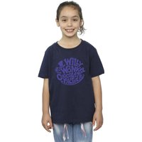 Warner Bros Girl's Typed Logo Cotton T-Shirt in Navy | Size: 5-6 Years